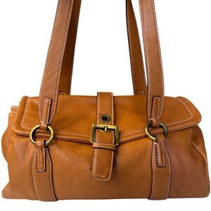 Smith & Canova Tan Genuine Leather Shoulder Bag W/Buckle & Ring Accents Stitch D